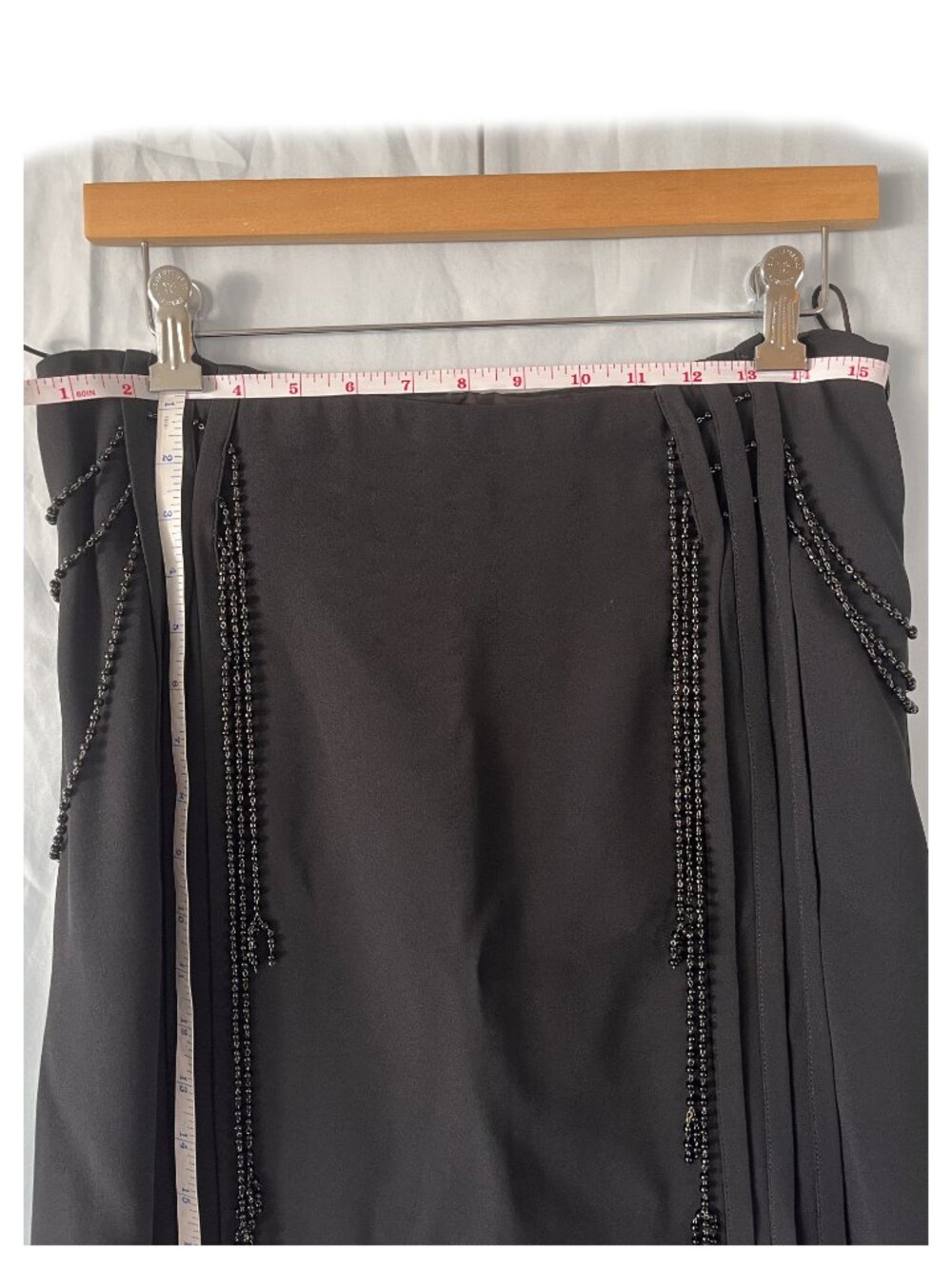 Moschino Cheap & Chic Vintage Skirt 90s Statement Beaded Belt Skirt US 12 - Picture 5 of 6